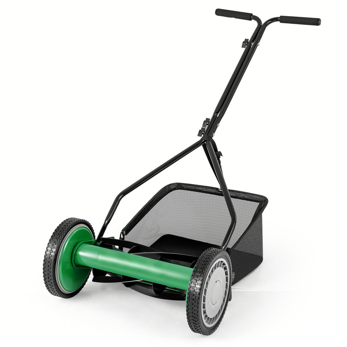 14 Inch Push Lawn Mower with 5 Steel Blades and Grass Catcher Bag
